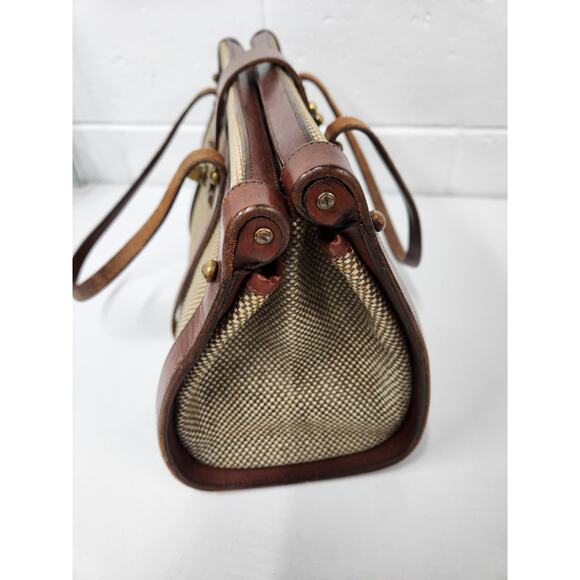 Rare Vintage Designer John Romain Leather Tweed Handbag 60s, 70s, In Brown/Beige - Picture 6 of 16